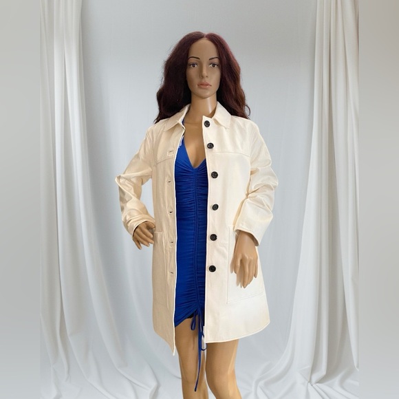 Massimo Dutti Napa leather white coat(AS IS)